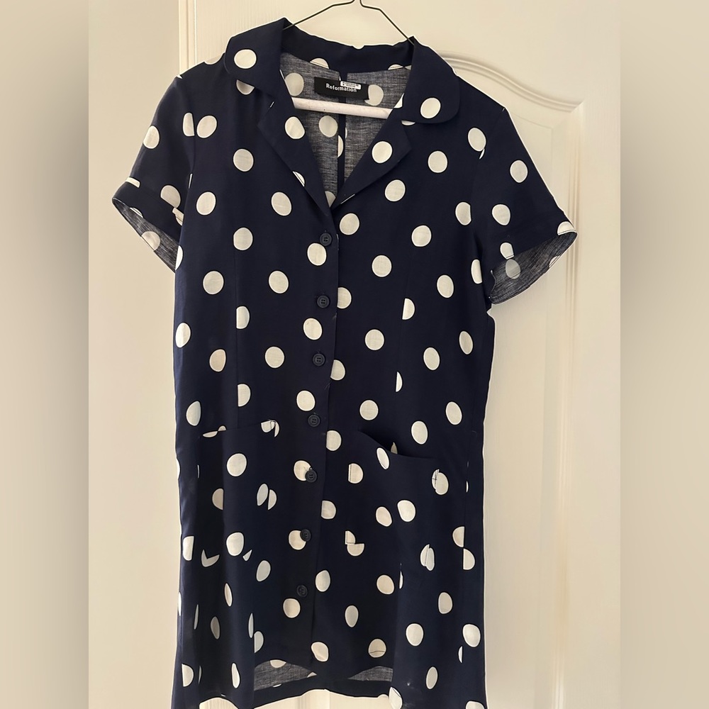 Reformation Polka Dot Shirt dress